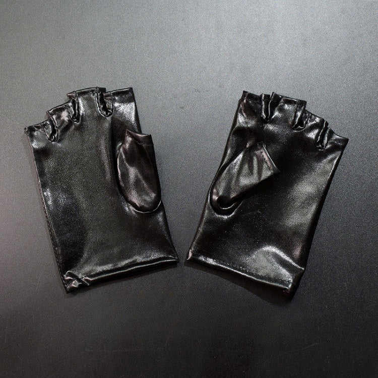 Gants sans doigts Cyberpunk gothiques noirs/argentés