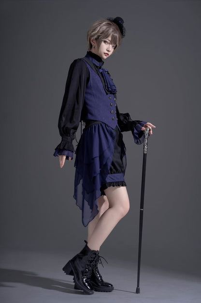 Ouji Fashion Dark Blue Waistcoat Black Butler Ciel Phantomhive Vibes