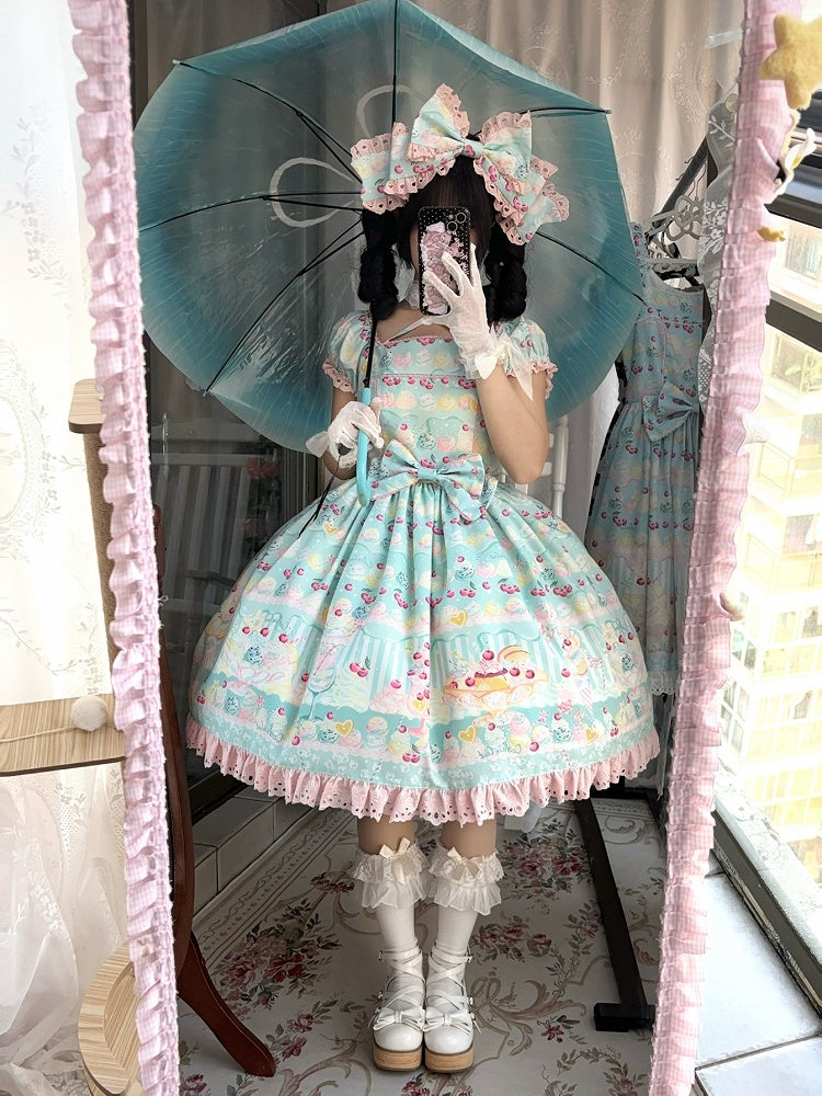 Cherry and Ice Cream Green Summer Sweet Lolita Dress