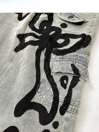 And Y2K Bowknot Kitty Skirt Denim Print Blue