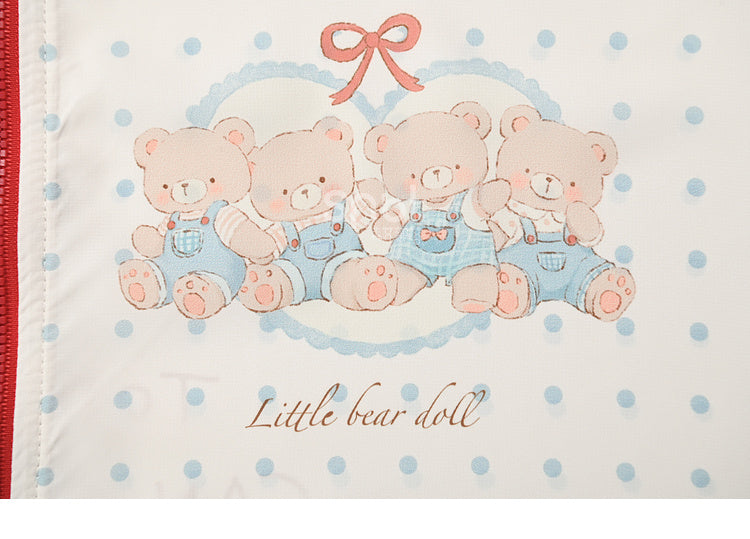 Sonnenschutzjacke Bear Vibes Schneehaube Weiß Polka-Dot Ohren Design Weiß Adorable