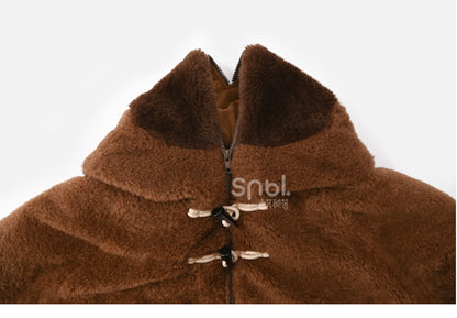 Brown Cute Capybara Hood Zip Closure Fleece Hooded Cape