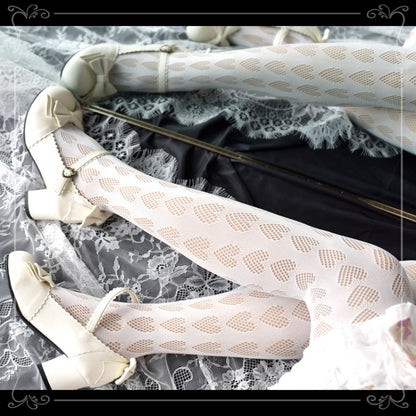 Black / White Heart Pattern Tights