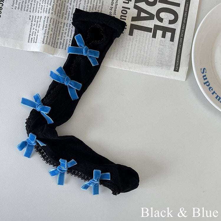 Floral Color Underknee with Options Design Bowknot Pattern 19 Cut-out Stockings