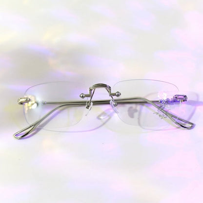 Glasses Rimless Silver Cyberpunk
