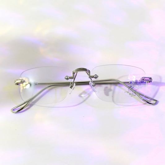 Glasses Rimless Silver Cyberpunk