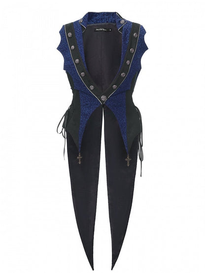 Stil Elegant Charms Ouji mit Kreuz Weste Blau Dunkel Lolita Split-Tail Prince