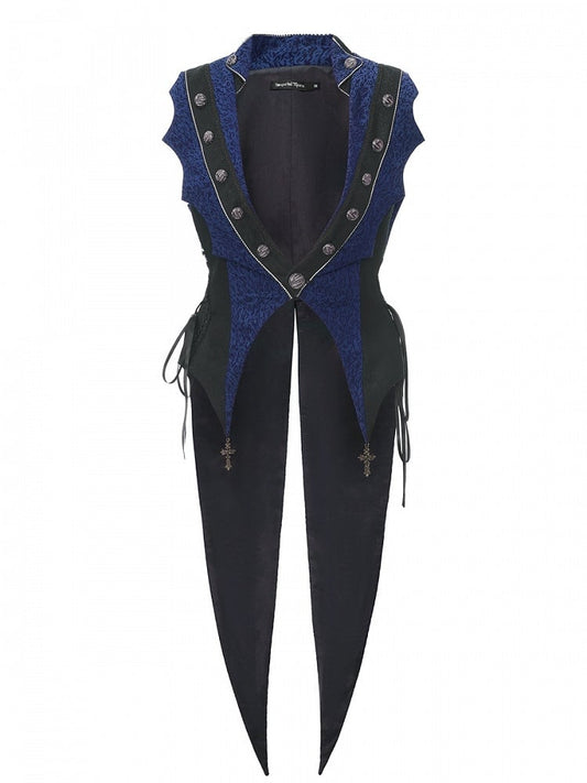 Stil Elegant Charms Ouji mit Kreuz Weste Blau Dunkel Lolita Split-Tail Prince