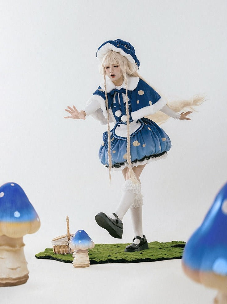 skirt hat + small hat heart accessory + ruffle big + cape Mushroom + suspender fur brooch hat