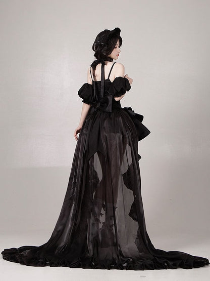 トリミングトレインフロア / レッドフラウンス丈ブラック