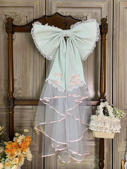 Mint Green Hanayome Bowknots Decorated Layered Skirt Sweet Hime Lolita Jumper Skirt Set