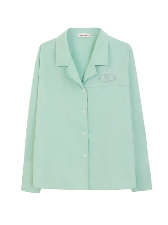 ユニフォームカラー グリーン/ピンク/ホワイト ノッチドシャツスタイル プレッピーJK