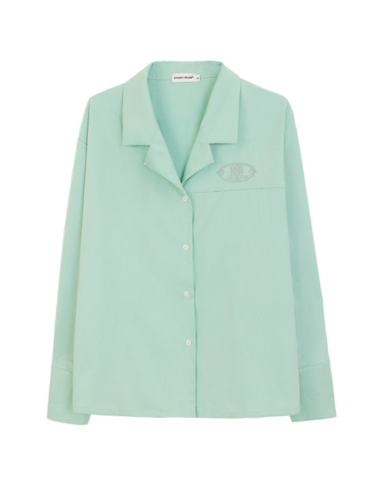 ユニフォームカラー グリーン/ピンク/ホワイト ノッチドシャツスタイル プレッピーJK