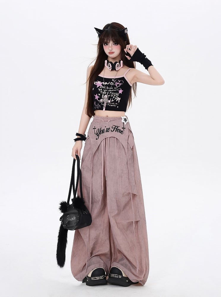 5 Print Top Cropped Cami Farben Graffiti