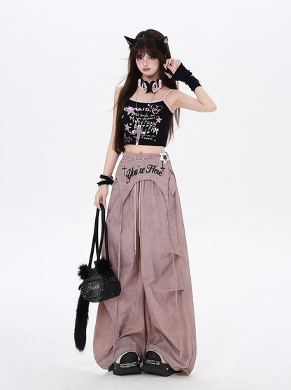 5 Print Top Cropped Cami Farben Graffiti