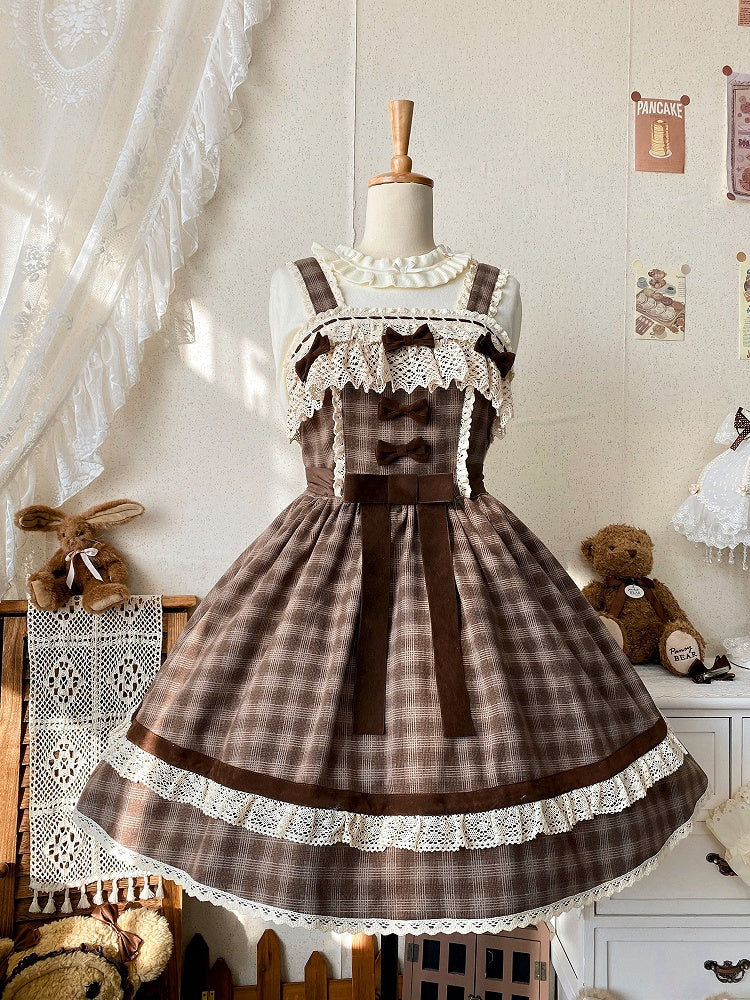 Brown Plaid Sweet Lolita Dress