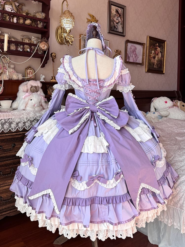 Grandes tailles disponibles - Superbe robe en coton Lolita de princesse à l'ancienne violette