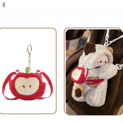 Plush + Options 4 White Backpack/Crossbody Keychain Bag Small/Middle/Large Size Kitty-shaped