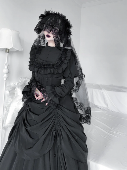 Black Dark Gothic Lolita Juliette Sleeves Top