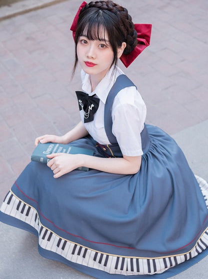 skirt + tie supp piano short Elegant ribbon design pendant + jacket