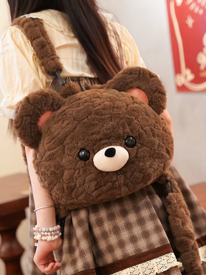 Brown Bear-shaped Plush Backpack