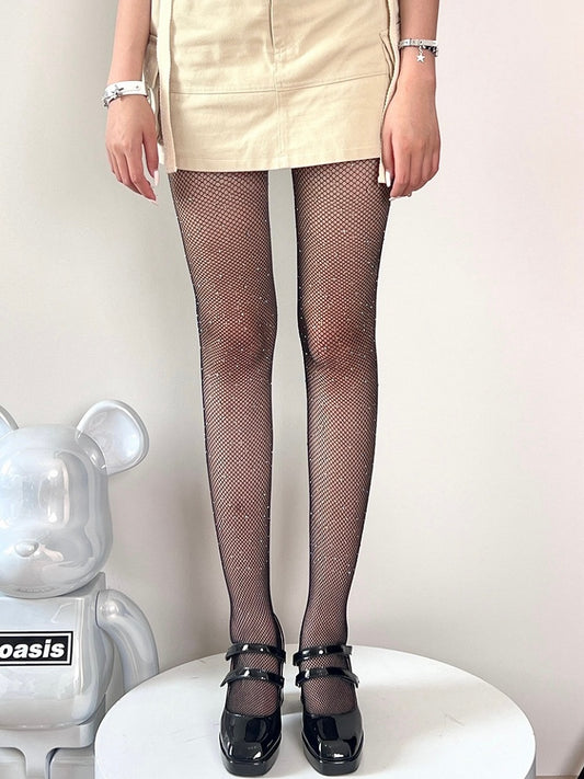11 Farboptionen mit Strass verzierte Netzstrumpfhose