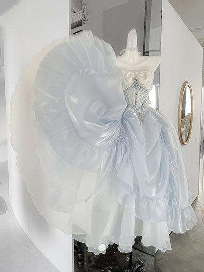Blue Long Drawstring Under Skirt