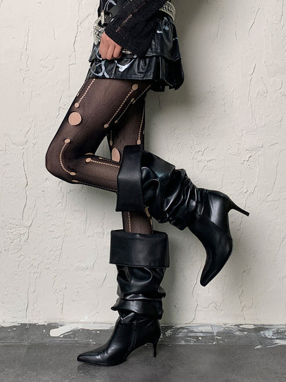 Black Gothic Cut-out Asymmetrical Tights
