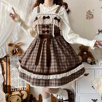 Brown Plaid Sweet Lolita Dress