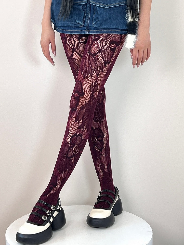 Hohl-out Strumpfhose Design Lila