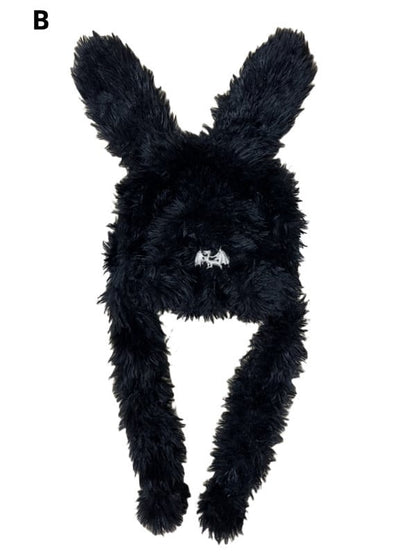 Black Punk Plush Bunny Ears Hat