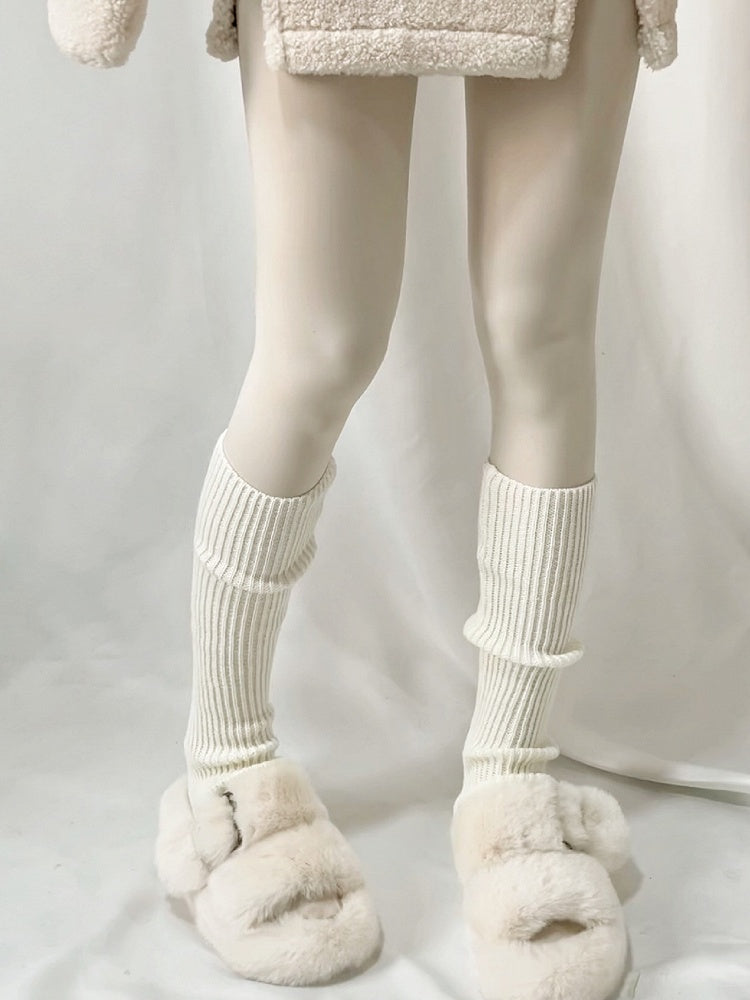 White Lolita Knitted Leg Warmers
