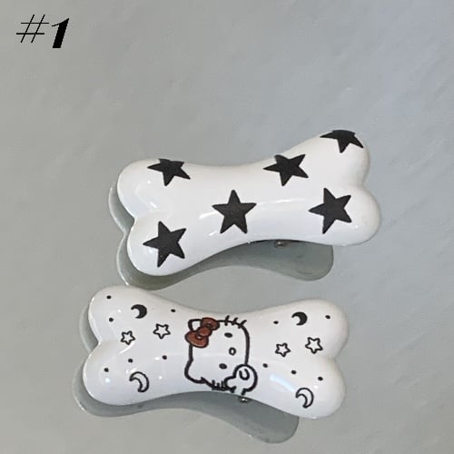 Barrettes à cheveux en forme d'os/de poisson Y2K