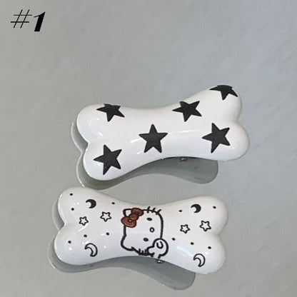 Barrettes à cheveux en forme d'os/de poisson Y2K