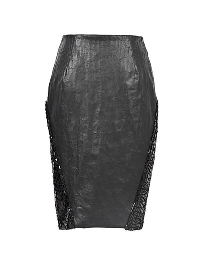 Black Cracked Skirt Goth Office Lady A-line Skirt