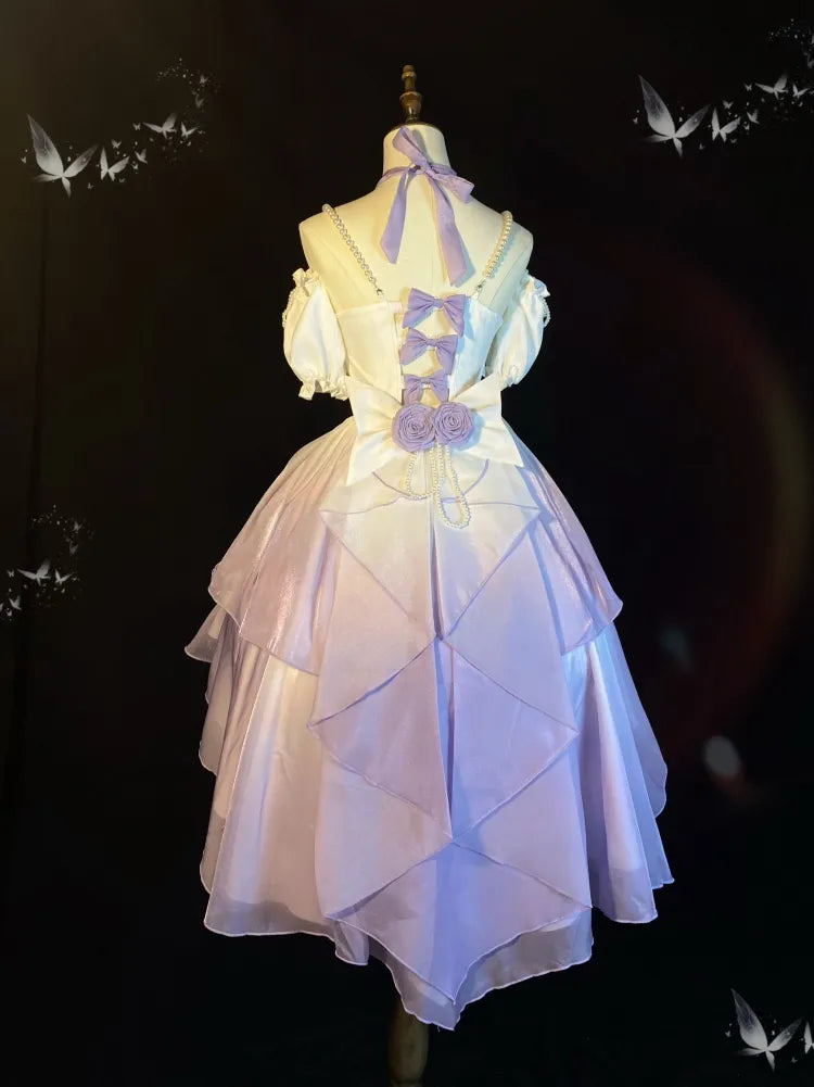 Lila Rosen Rosa Grün / Schleife Blau Schleppe