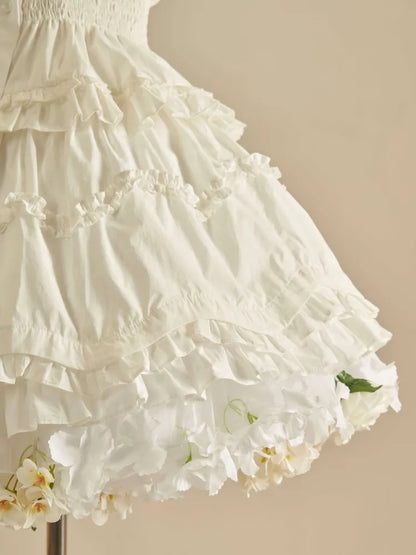Spring Harvest Length Floral 35cm/45cm WhiteWhite- Petticoat