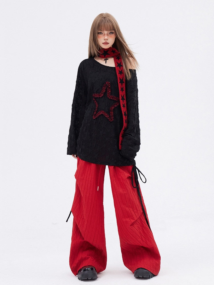 Red Wide-leg Cut Pants