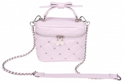 Crossbody/Handbag Quilted Decor with Jirai Pink/White/Black Kei Rhinestone