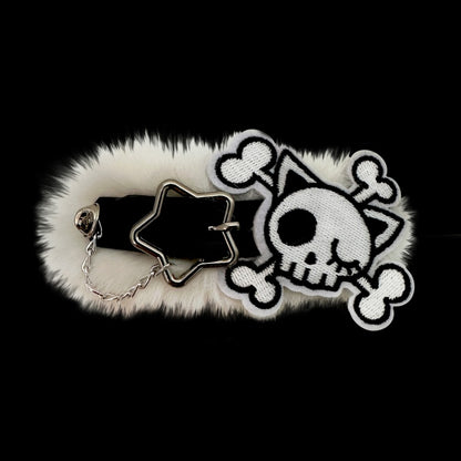 Black and White Skeleton Gothic Plush Hairclip