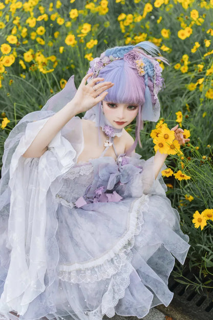 Dress Fairy Set Design Purple Butterfly JSK Princess Lolita Floral Full