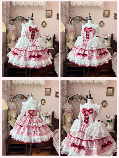 Weiße Lolita-Bluse mit gestuften Glockenärmeln