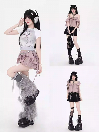 Three Skirt Dusty Pink Wear Top/Bubble Ways