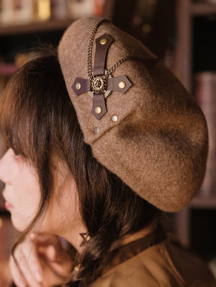 Light Brown Steampunk Beret