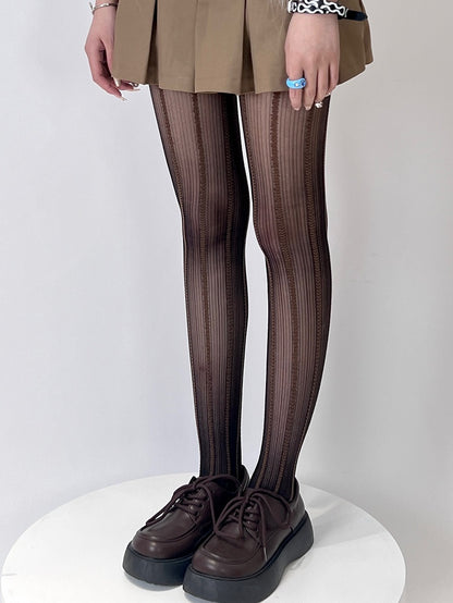 3 Farboptionen Y2K Strumpfhose mit Herz-Streifenmuster