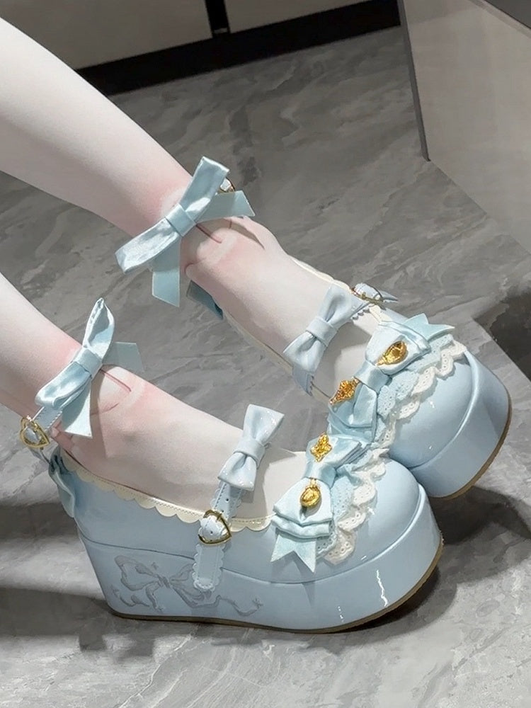 Blue Platforms Sweet Details Decorated Spoon Lolita Bowknot