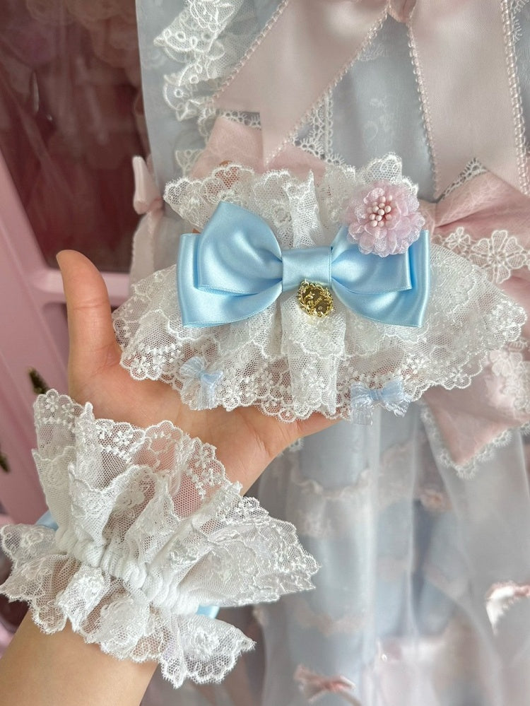Pink/Purple/Blue/Red/White Bowknot Design Wrist Cuffs Floral