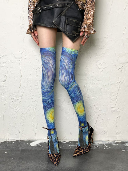 Oil Painting Overknee Stockings