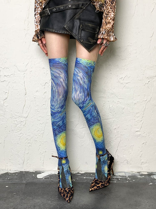 Oil Painting Overknee Stockings