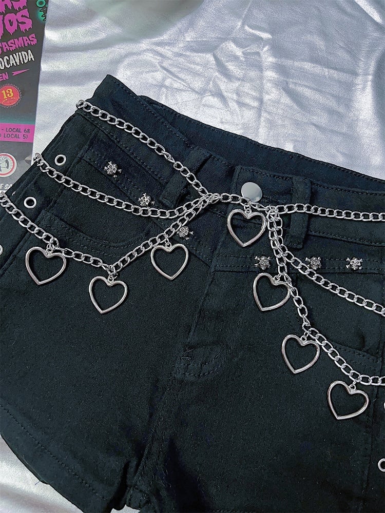Punk Multi-layers Hearted-shaped Charms Waist Chain